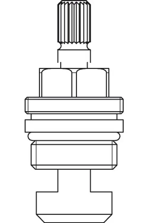 JADO Keramikoberteil in schematischer Darstelllung, geeignet für Ideal Standard Anwendungen, linksseitig schließend, mit gefrästem Anschluss.